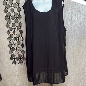 Ulla Popken Black Pleated Hem Tank Top